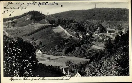 Ak Detmold am Teutoburger Wald, Hermannsdenkmal, Lippsche Schweiz