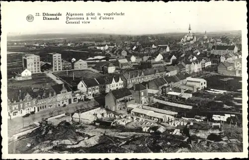 Ak Diksmuide Dixmude Westflandern, Algemeen zicht in vogelvlucht
