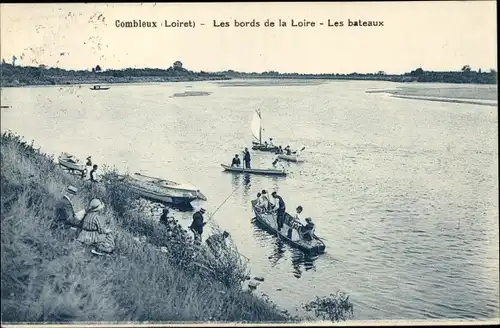 Ak Combleux Loiret, Les Bords de la Loire, Les Bateaux