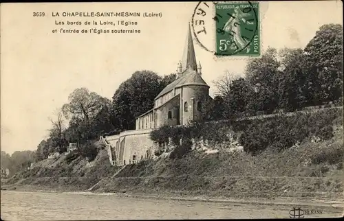 Ak La Chapelle Saint Mesmin Loiret, Les Bords de la Loire, L'Eglise