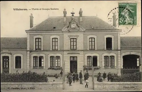 Ak Villebarou Loir et Cher, Mairie et Groupe Scolaire