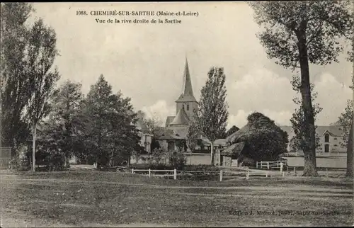 Ak Chemire sur Sarthe Maine et Loire, Vue de la rive droite