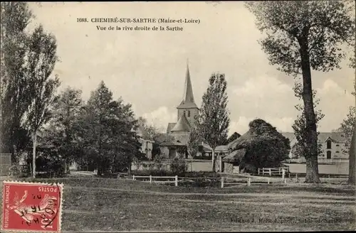 Ak Chemire sur Sarthe Maine et Loire, Vue de la rive droite