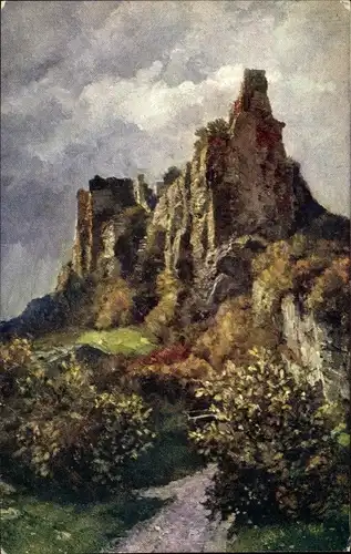 Künstler Ak Dürnstein in der Wachau in Niederösterreich, Ruine