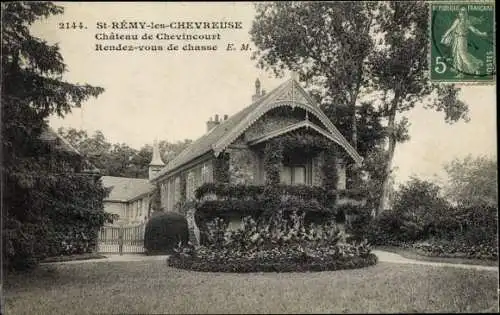 Ak Saint Rémy les Chevreuse Yvelines, Chateau de Chevincourt, rendez vous de chasse