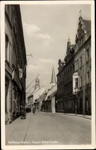 Ak Stollberg im Erzgebirge, August Bebel Straße