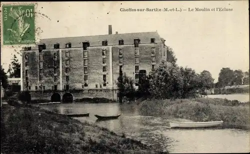 Ak Cheffes sur Sarthe Maine et Loire, Le Moulin et l'Ecluse