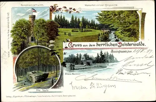 Litho Barsinghausen am Deister, Nordmannsturm, Alte Taufe, Wasserfall, Königseiche