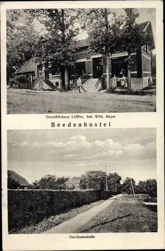 Ak Beedenbostel in Niedersachsen, Geschäftshaus Löffler, Gardinenstraße