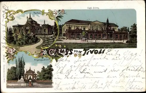 Litho Wien 12. Österreich, Gruß vom Tivoli, Pavillon, Eingang