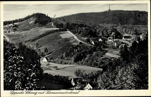 Ak Detmold am Teutoburger Wald, Blick zum Hermannsdenkmal, Lippsche Schweiz