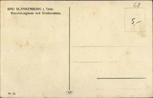 Ak Bad Blankenburg in Thüringen, Brauhausgasse mit Greifenstein