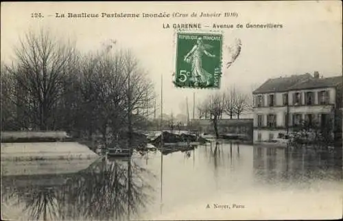 Ak La Garenne Hauts de Seine, Avenue de Gennevilliers, Inondation