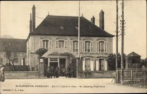 Ak Saint Florentin Vergigny Yonne, Hotel et Café de la Gare