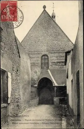 Ak Suèvres Loir-et-Cher, Pignon occidental de l'Eglise Saint Christophe