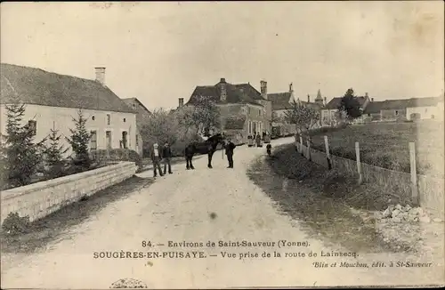 Ak Sougères en Puisaye Yonne, Vue prise de la Route de Lainsecq