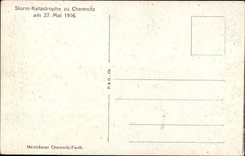 Ak Chemnitz in Sachsen, Heizhäuser, Sturmkatastrophe 1916,