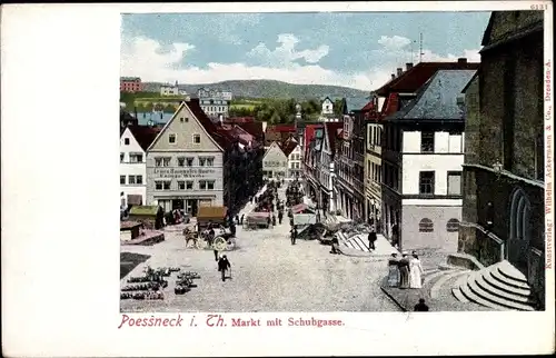 Ak Pößneck in Thüringen, Markt mit Schuhgasse