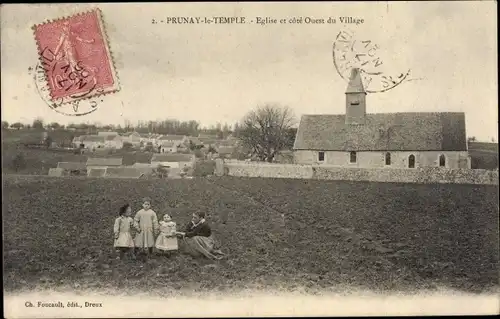 Ak Prunay-le-Temple Yvelines, Église et côté Ouest du Village