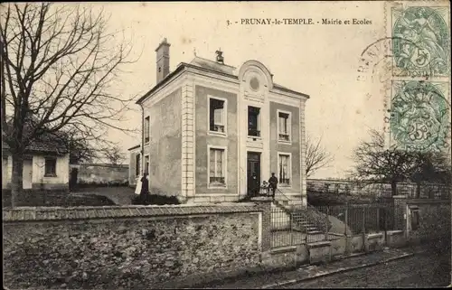 Ak Prunay-le-Temple Yvelines, Mairie et Ecoles