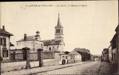 Ak La Queue les Yvelines, Les Ecoles, la Mairie et l'Église