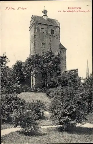 Ak Stolpen in Sachsen, Schloss, Seigerturm, Einzeigeruhr