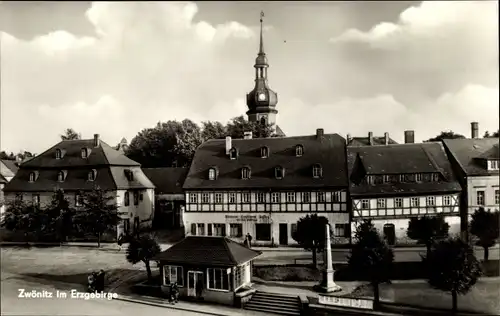 Ak Zwönitz im Erzgebirge Sachsen, Ortspartie