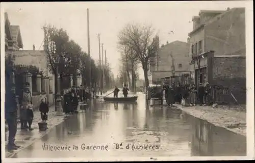 Ak Villeneuve La Garenne Hauts de Seine, Boulevard d'Asnieres, Ruderboot