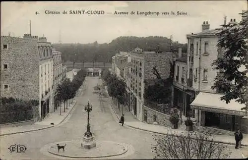 Ak Saint Cloud Hauts de Seine, Avenue de Longchamp vers la Seine