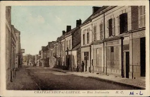 Ak Chateauneuf sur Sarthe Maine-et-Loire, Rue Nationale