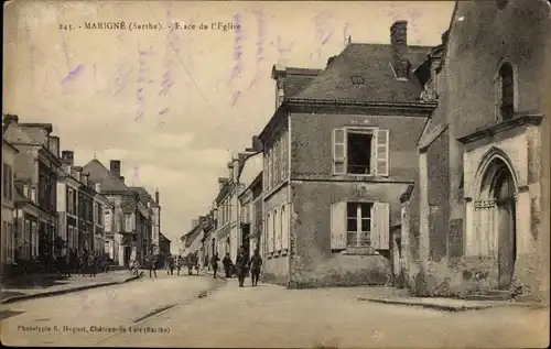 Ak Marigné Sarthe, Portail de l´Église