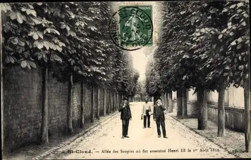 Ak Saint Cloud Hauts de Seine, Allee des Soupirs ou fut assassine Henri III 1859