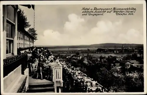 Ak Werder an der Havel, Hotel und Restaurant Bismarckhöhe, Terrasse