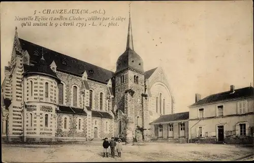 Ak Chanzeaux Maine-et-Loire, Nouvelle Eglise et ancien Clocher