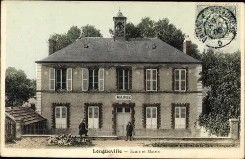 Ak Longueville Seine et Marne, Ecole, Mairie