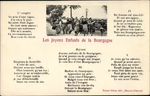 Lied Ak Les Joyeux Enfants de la Bourgogne