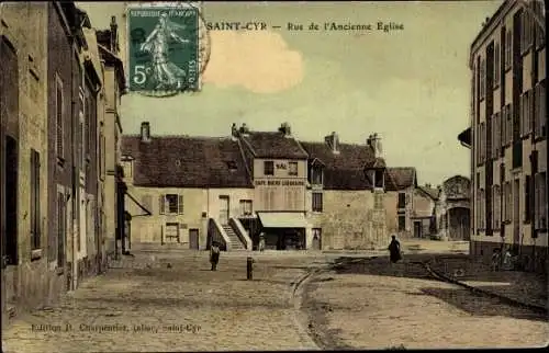Ak Saint Cyr Yvelines, Rie de l'Ancienne Église, Café