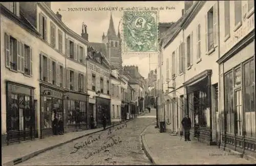 Ak Montfort l'Amaury Yvelines, La Rue de Paris