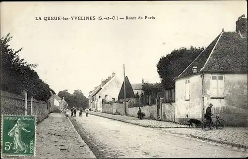 Ak La Queue les Yvelines, Route de Paris