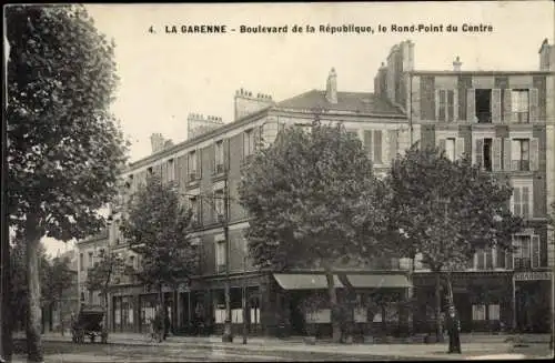 Ak La Garenne Colombes Hauts de Seine, Boulevard de la Republique, le Rond Point du Centre