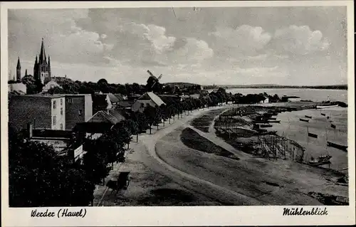 Ak Werder an der Havel, Panorama, Mühle