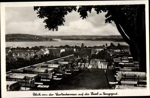 Ak Werder an der Havel, Hotel, Gaststätte Bismarckhöhe, Gartenterrasse