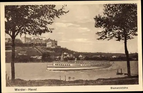 Ak Werder an der Havel, Bismarckhöhe, Salondampfer Friedrich I.