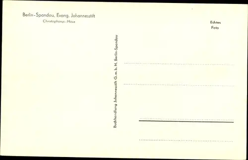 Ak Berlin Spandau, Evangelisches Johannesstift, Christophorus Haus