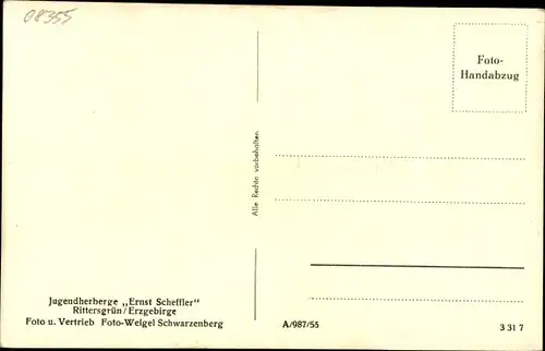 Ak Rittersgrün Breitenbrunn im Erzgebirge, Jugendherberge Ernst Scheffler