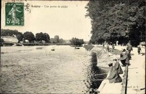 Ak Lagny Seine et Marne, Un partie de peche