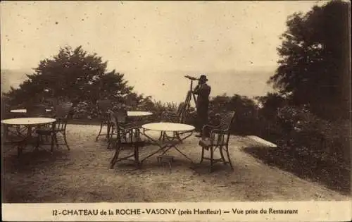 Ak Honfleur Calvados, Château de la Roche Vasony, Vue prise du Restaurant