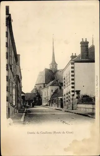 Ak Coullons Loiret, Route de Gien, Église