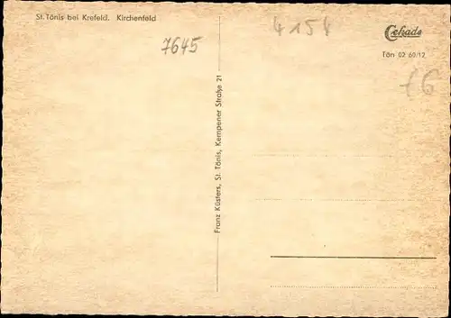 Ak Tönisvorst bei Kleve Nordrhein Westfalen, Kirchenfeld, Straßenpartie