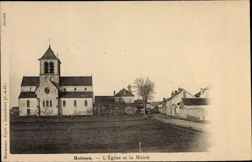 Ak Moisson sur Seine Yvelines, Kirche und Rathaus